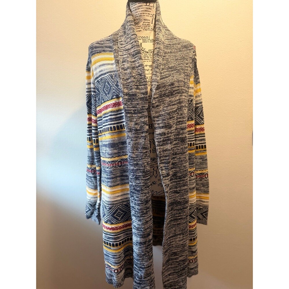 Natural Reflections Boho Patterned Open Cardigan L